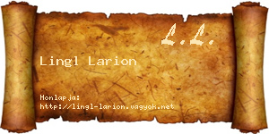 Lingl Larion névjegykártya